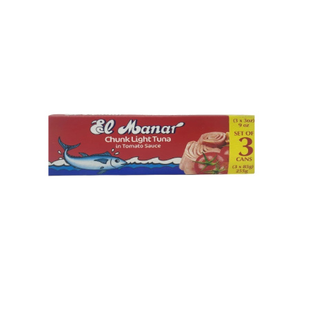 El Manar Chunk Light Tuna W/Tomato Sauce 3X85X16 – Distributor In New Jersey, Florida - California, USA
