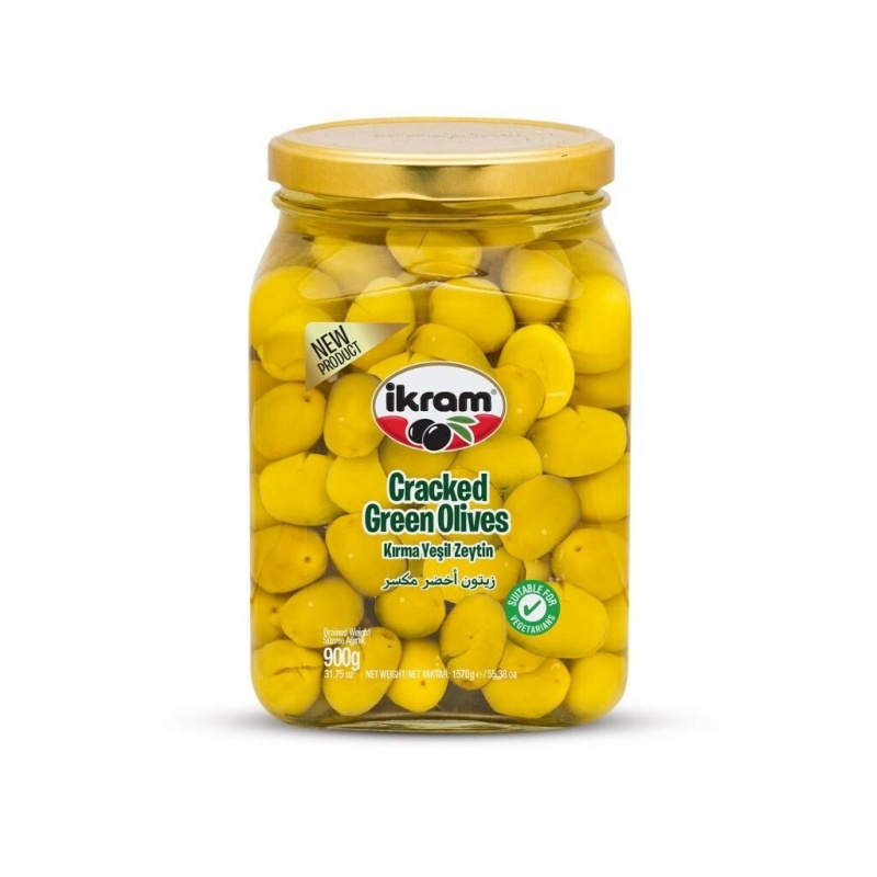 Ikram Green Olives Cracked Jar 900 Grx6 – Distributor In New Jersey, Florida - California, USA