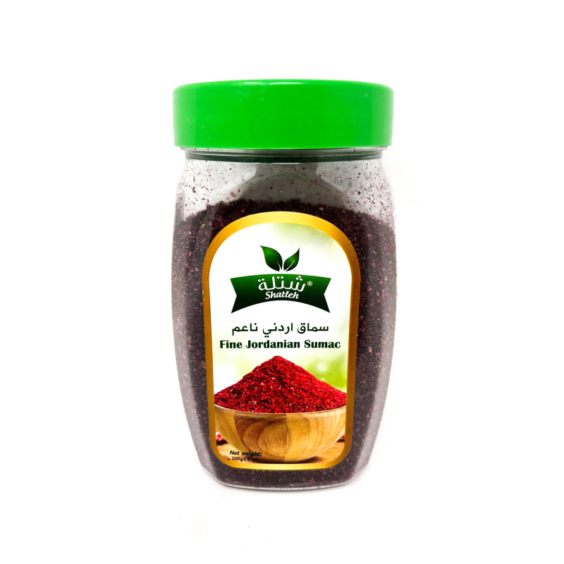 Shatleh Jordanian Sumac Plastic Jar / Fine 200GrX12 – Distributor In New Jersey, Florida - California, USA