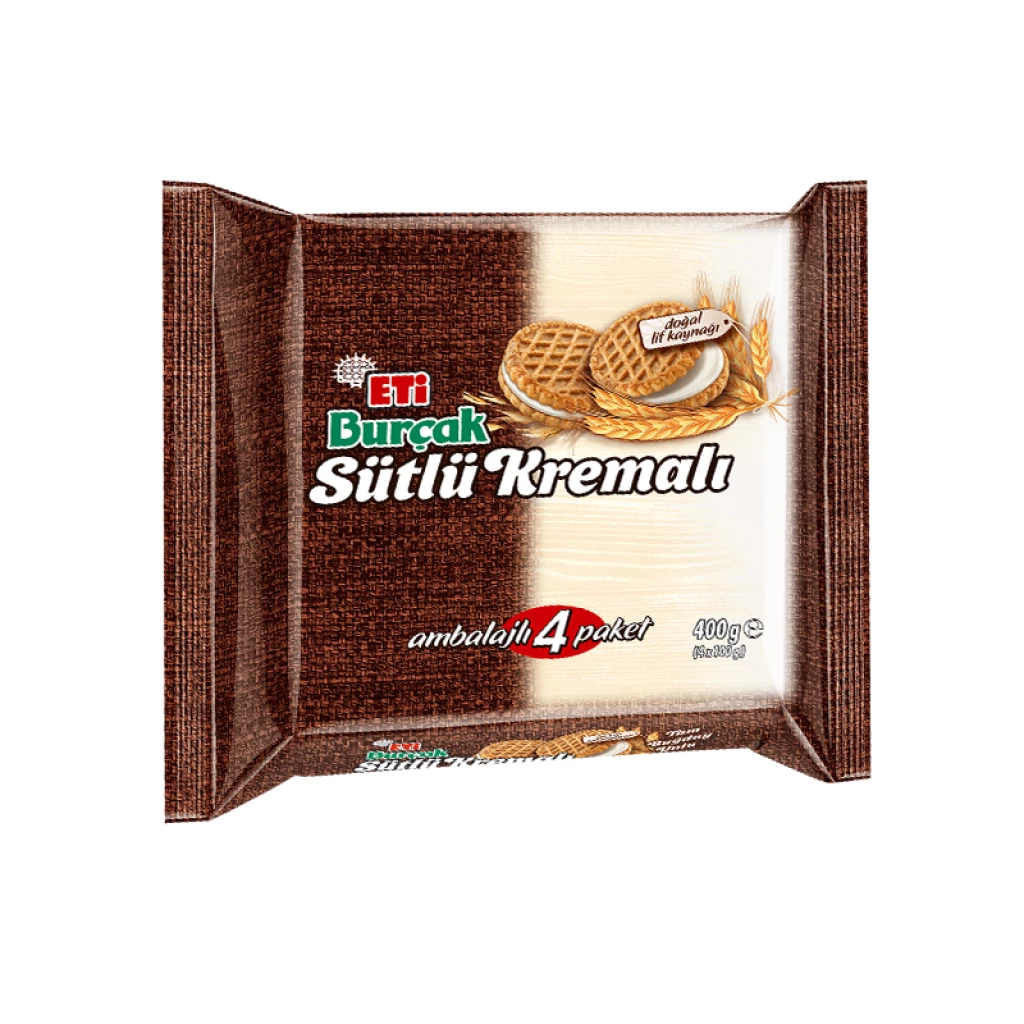 Eti Burcak Cookies Whola Digestive Cookies With Milk Cream 400GRX18 – Distributor In New Jersey, Florida - California, USA