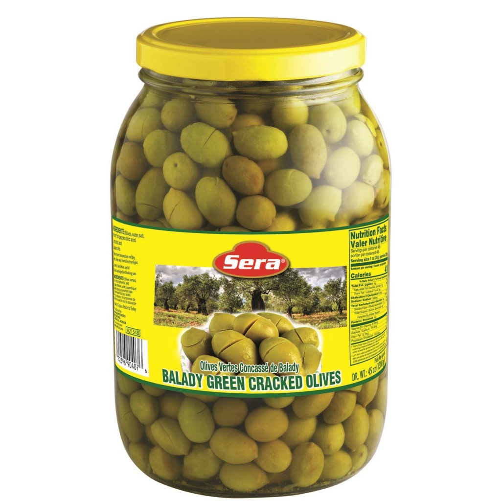 Sera Green Cracked Olives Balady 2Kgx6 – Distributor In New Jersey, Florida - California, USA