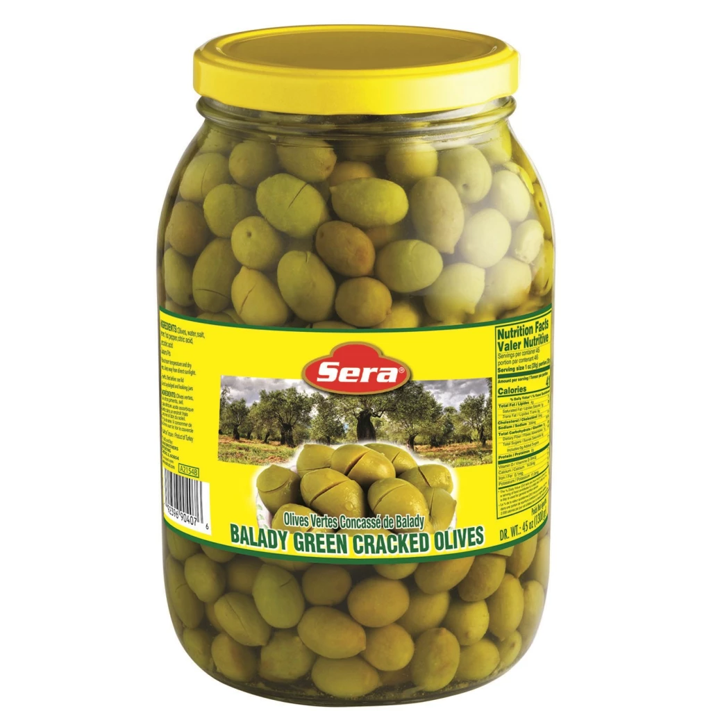 Sera Green Cracked Olives Balady 2Kgx6 – Distributor In New Jersey, Florida - California, USA