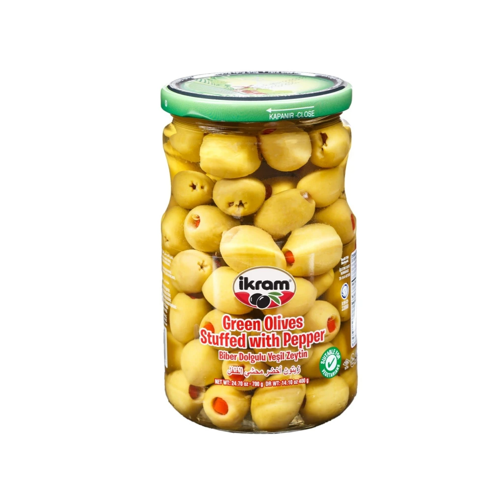 Ikram Green Olives Pepper 400Grx12 – Distributor In New Jersey, Florida - California, USA