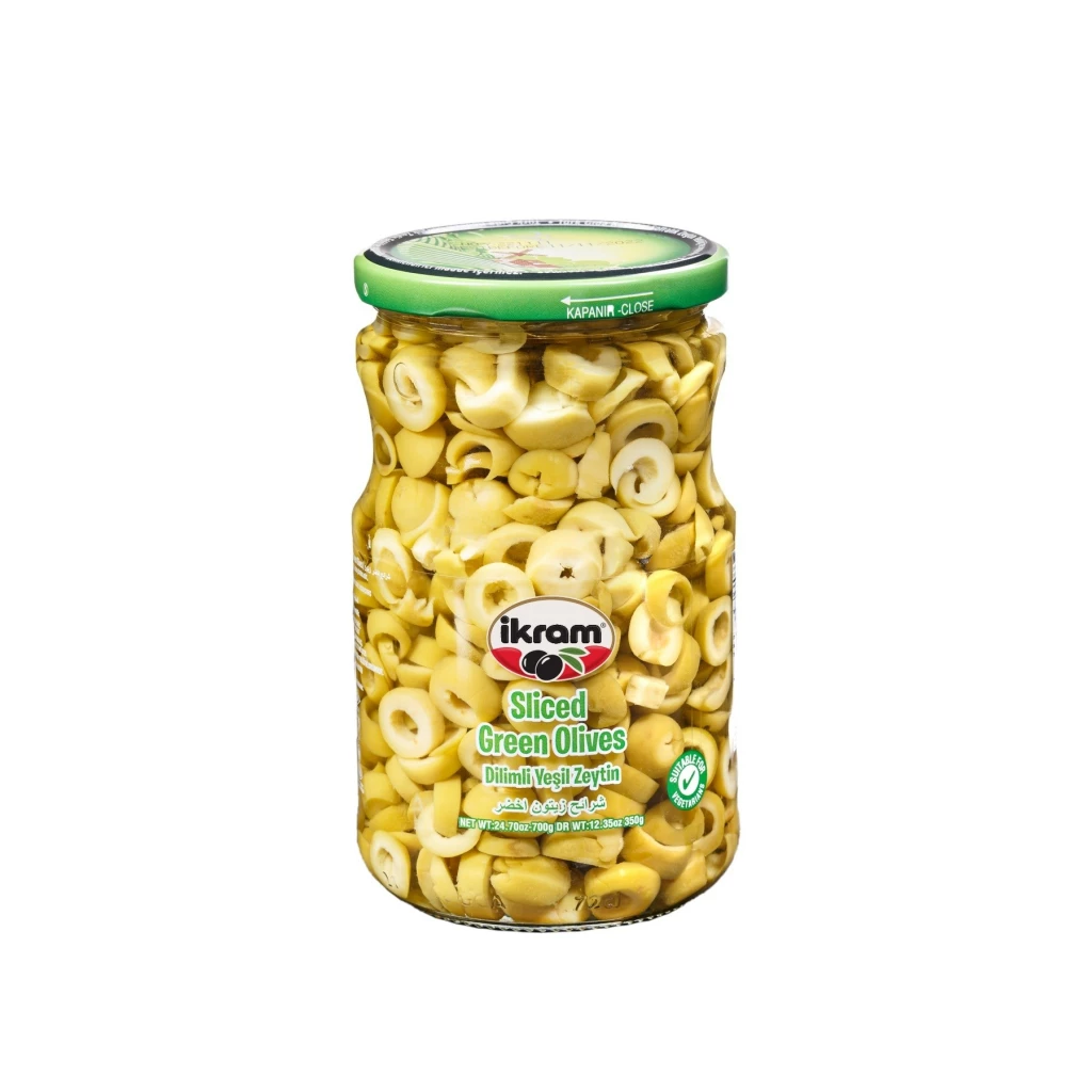 Ikram Green Olives Sliced 350Grx12 – Distributor In New Jersey, Florida - California, USA