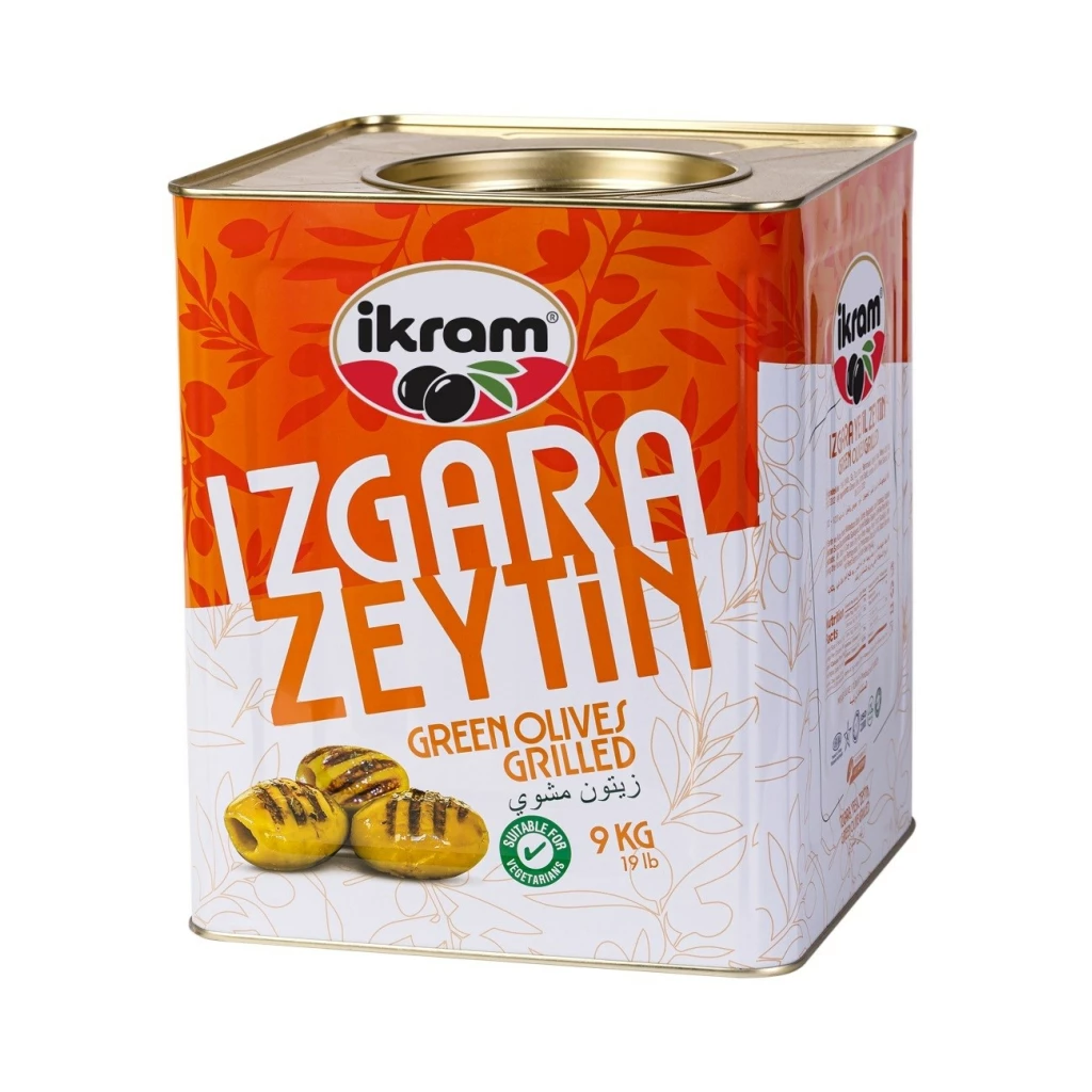 Ikram Green Olives Grilled & Pitted 9Kgx1 – Distributor In New Jersey, Florida - California, USA