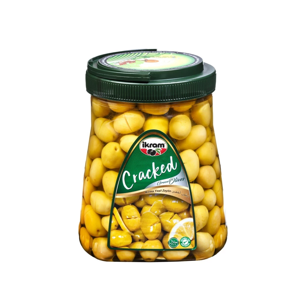 Ikram Green Olives Cracked Pet 950 GR*6 – Distributor In New Jersey, Florida - California, USA