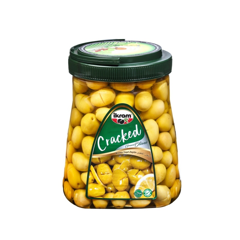 Ikram Green Olives Cracked Pet 950 GR*6 – Distributor In New Jersey, Florida - California, USA
