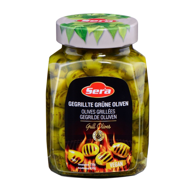 Sera Marinated And Grilled Pitted Green Olives 12X750Ml – Distributor In New Jersey, Florida - California, USA