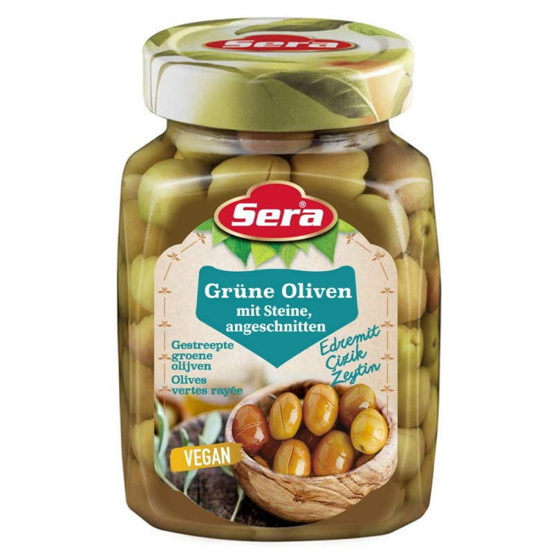 Sera Scratched Green Olives 12X750Ml – Distributor In New Jersey, Florida - California, USA