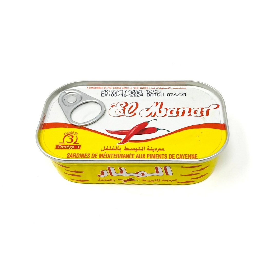 El Manar Sardines With Cayenne Pepper 125Grx12 – Distributor In New Jersey, Florida - California, USA
