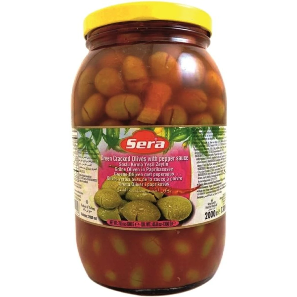 Sera Green Cracked Olives W/Sauce 2Kgx6 – Distributor In New Jersey, Florida - California, USA