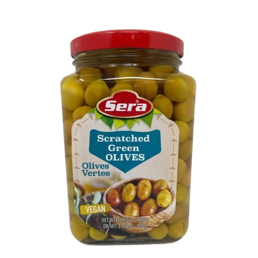 Sera Scratched Green Olives 1600 Mlx6 Jar – Distributor In New Jersey, Florida - California, USA
