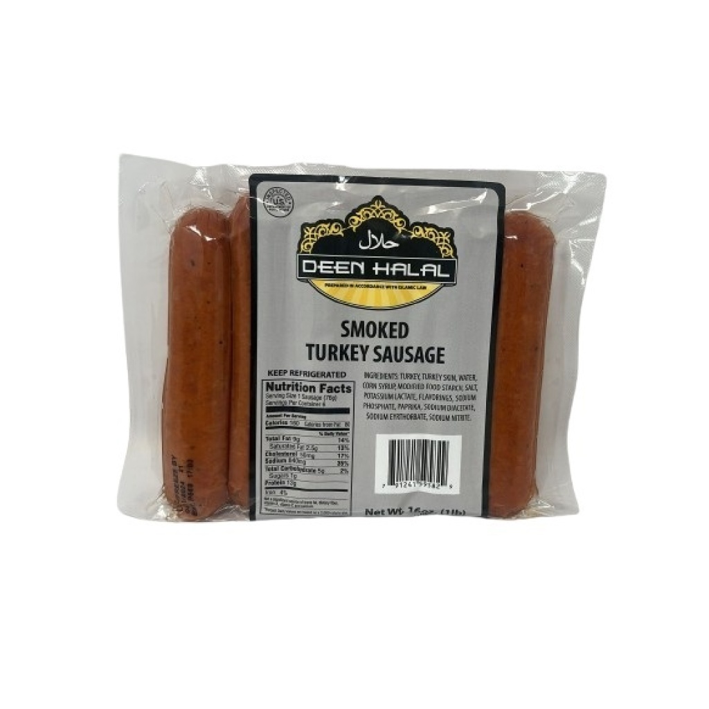 DEEN HALAL SMOKED TURKEY SAUSAGE 16 OZX12 Turkana Food